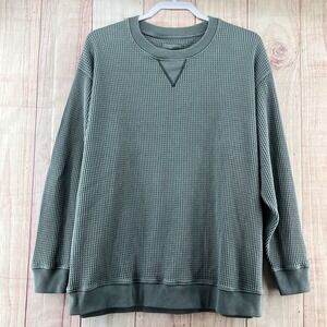 Aerie Green Waffle Knit Crew Neck Sweater